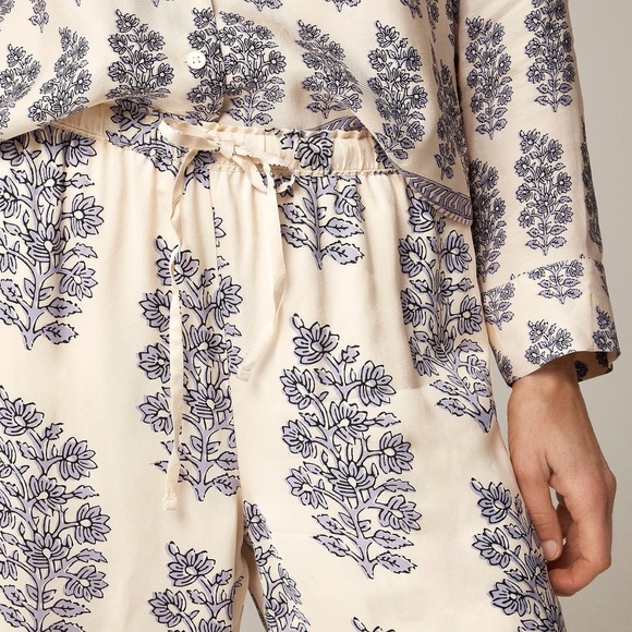 J. CREW New Soleil Pants Blooming Lilac Block Print Floral Elastic Waist Small - Picture 6 of 16